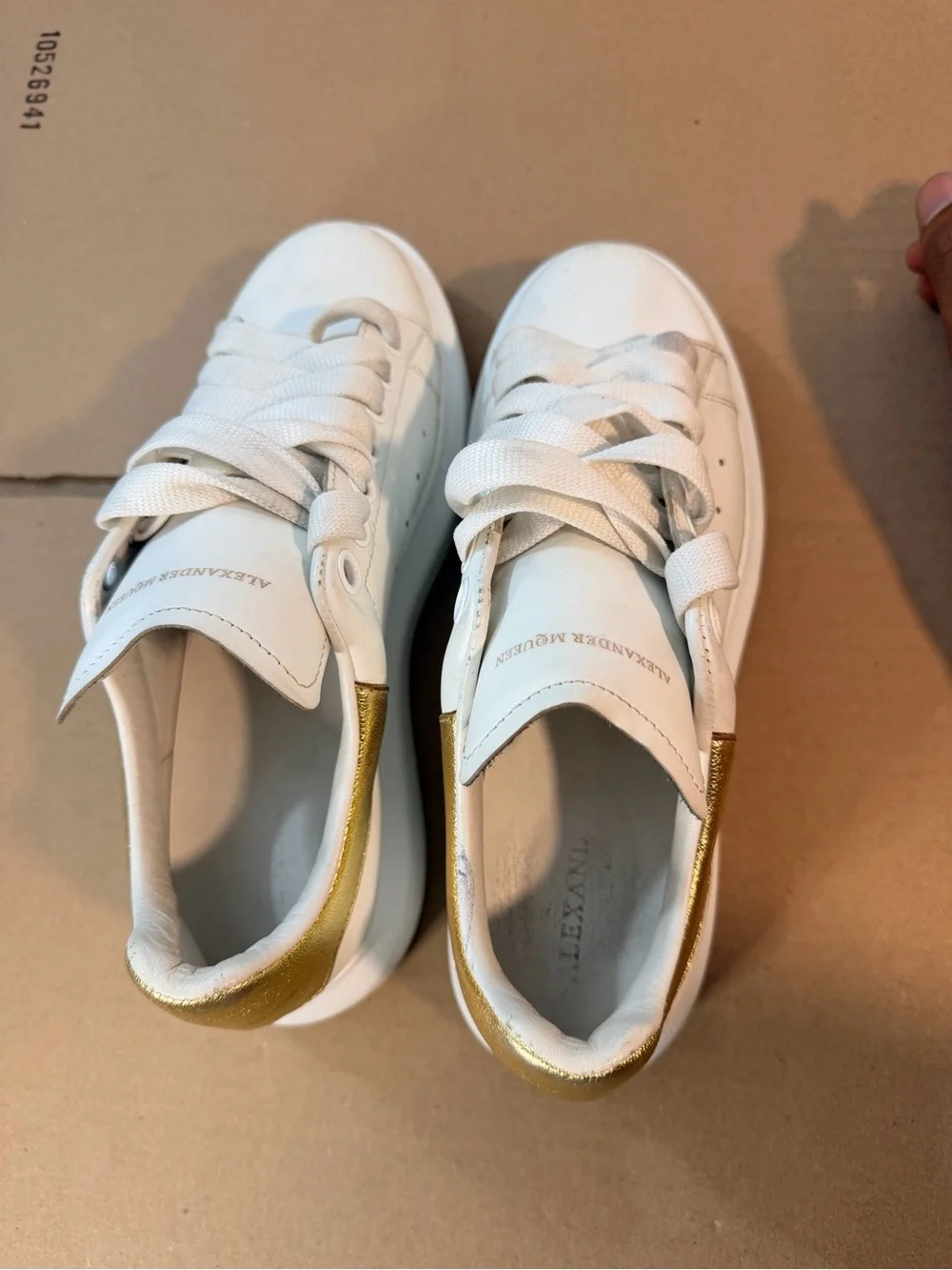 Alexander McQueen Oversized Sneakers White/Gold Leather